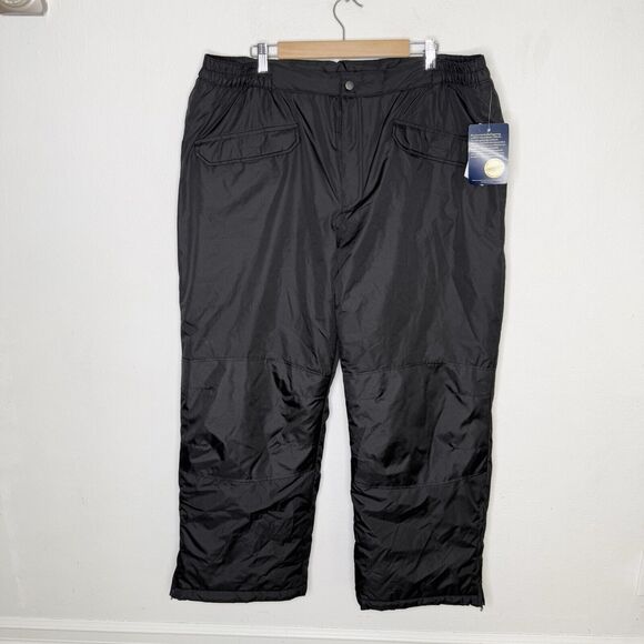 New Cherokee Black‎ Insulated Snow Pants Zip Ankle Pockets Winter Men’s XL - Picture 1 of 8